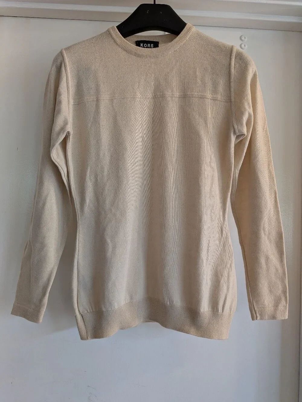 KORS Michael Cream Crewneck Sweater - Women's 100% Lambs wool Made In Italy M